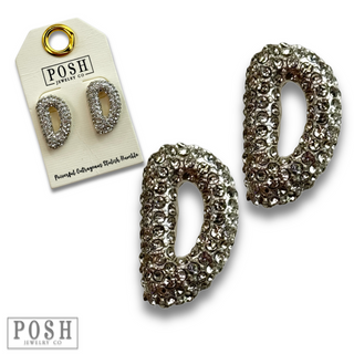Rhinestone initial post earring
