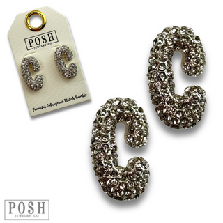 Rhinestone initial post earring
