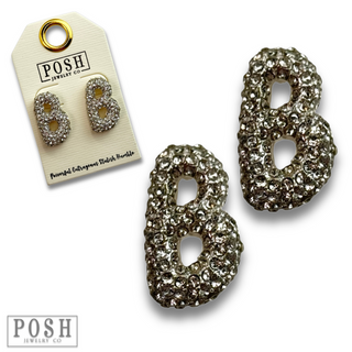 Rhinestone initial post earring