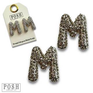 Rhinestone initial post earring
