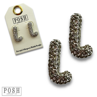Rhinestone initial post earring