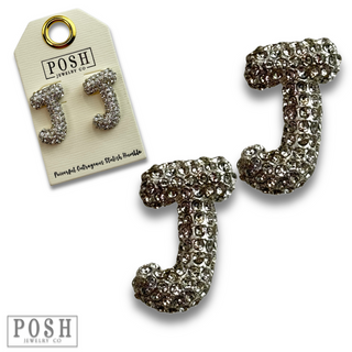 Rhinestone initial post earring