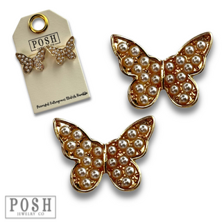 Pearl butterfly post earring