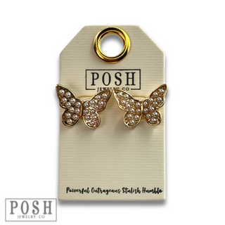 Pearl butterfly post earring