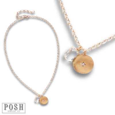 Medallion and rhinestone necklace, last call