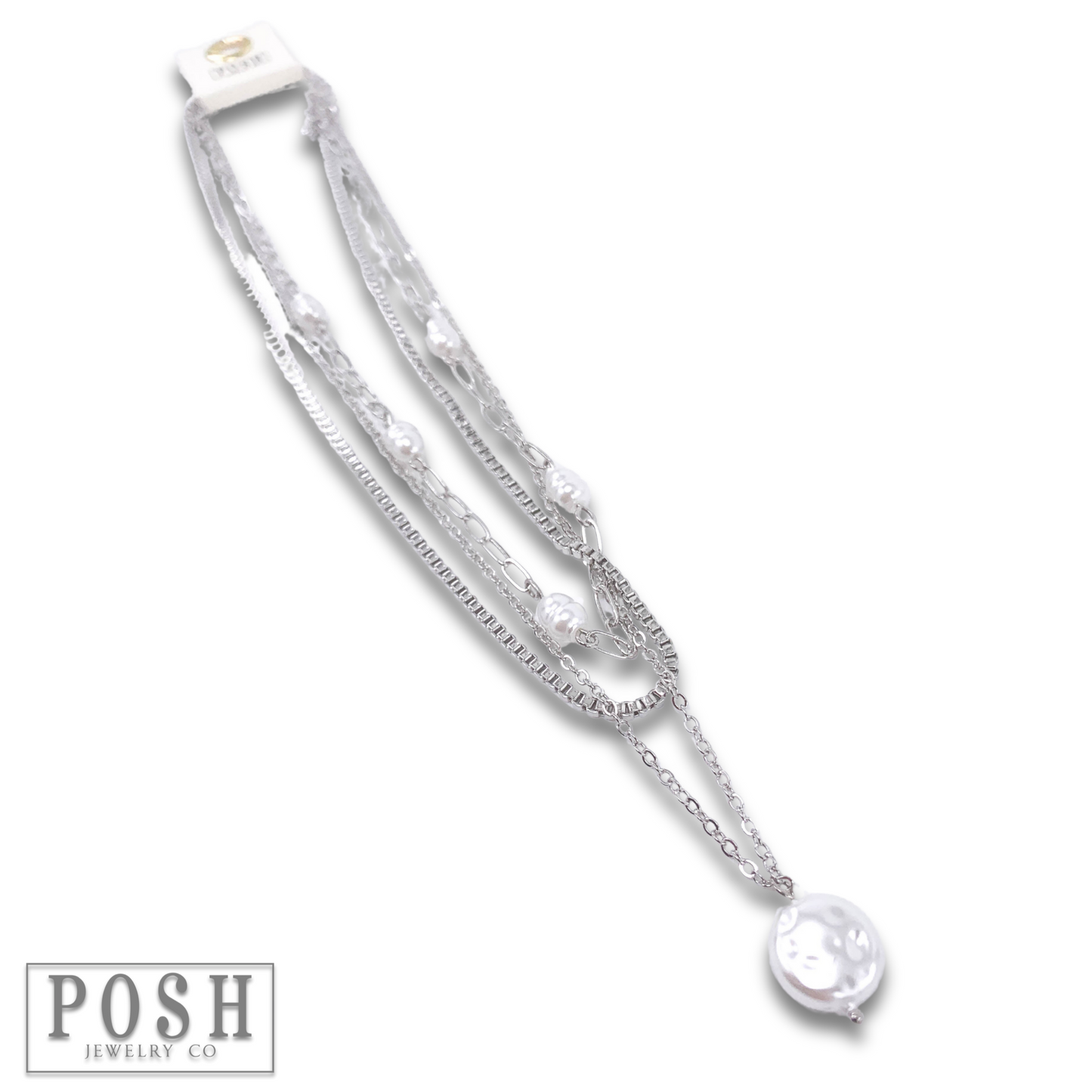 Triple chain necklace with freshwater pearls, last call