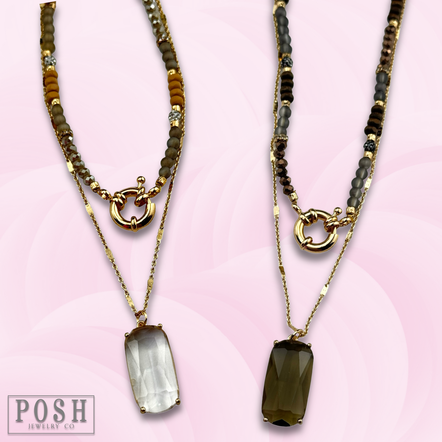 Necklace with large glass pendant