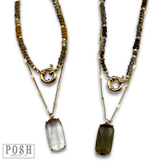 Necklace with large glass pendant