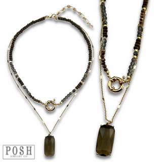 Necklace with large glass pendant