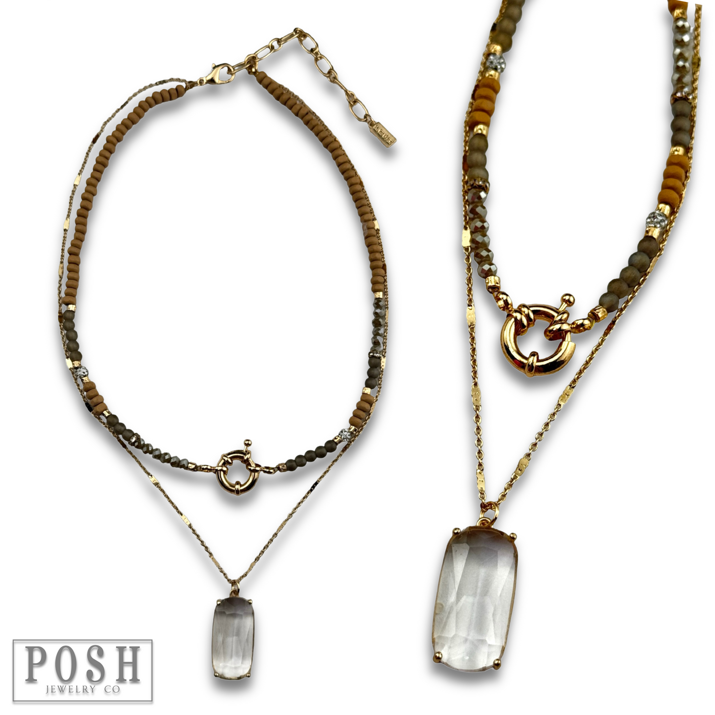 Necklace with large glass pendant