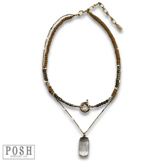 Necklace with large glass pendant