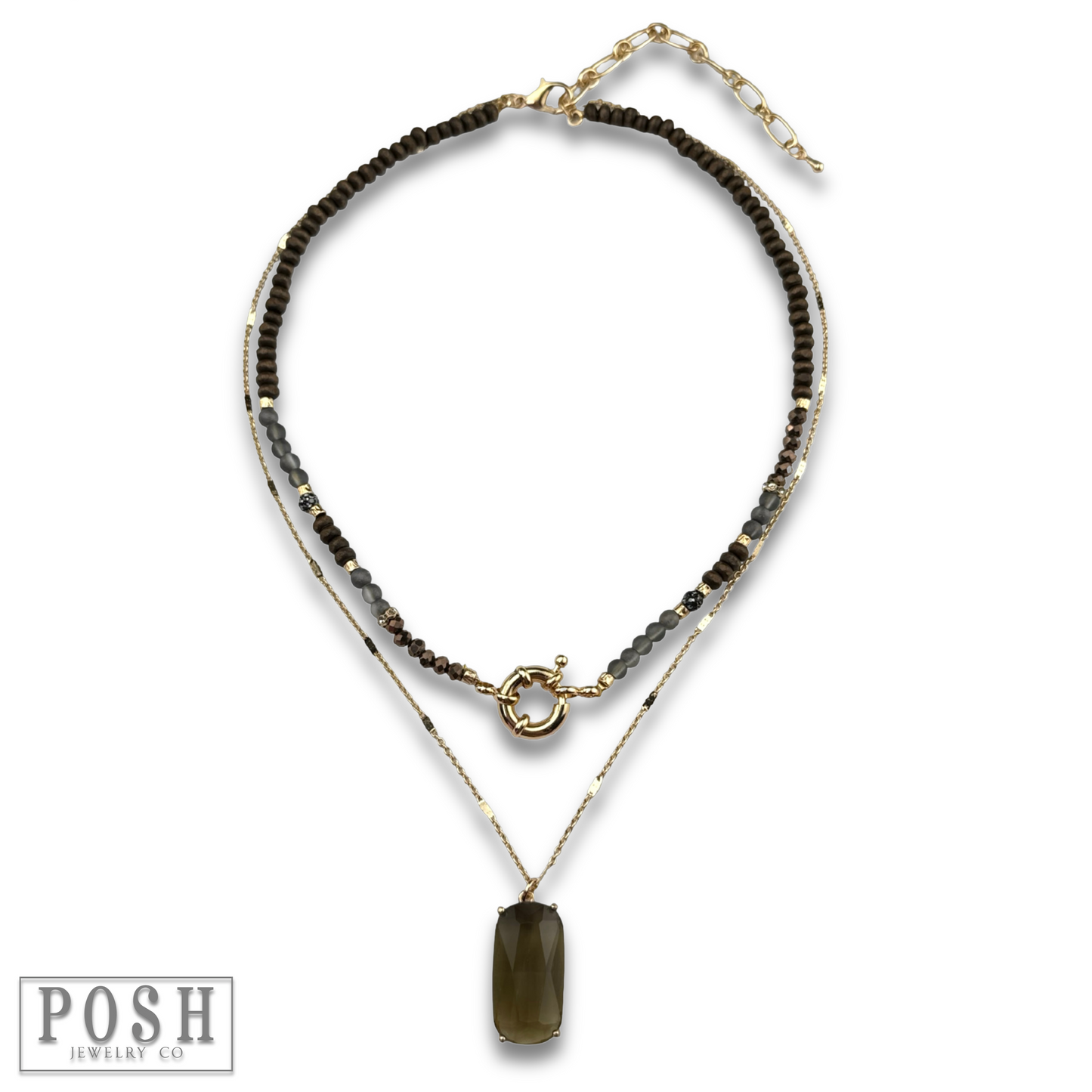 Necklace with large glass pendant
