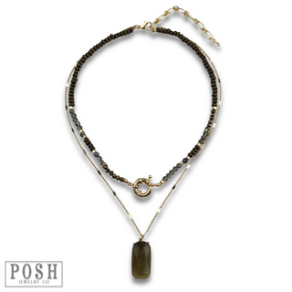 Necklace with large glass pendant