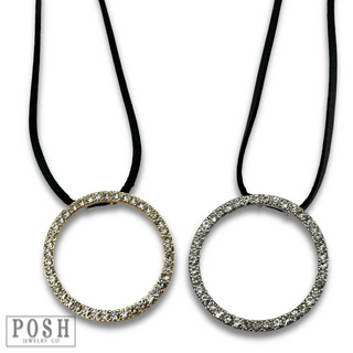 Round rhinestone pendant necklace