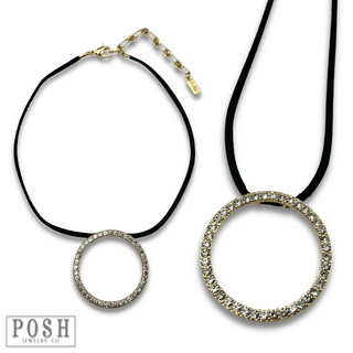 Round rhinestone pendant necklace