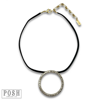 Round rhinestone pendant necklace