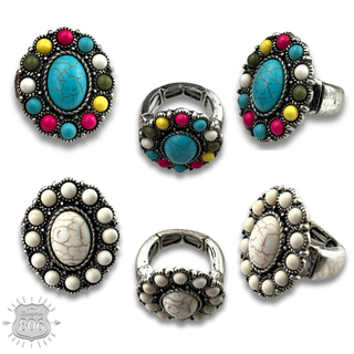 Oval stone stretch ring