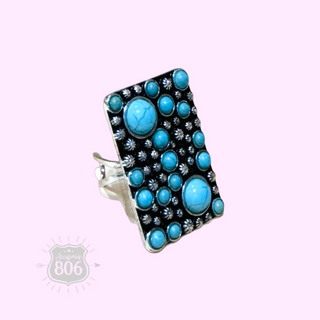 Western burnished rectangle ring