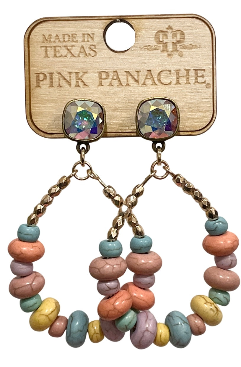 Pastel multi-color teardrop, Austrian crystal earring, last call