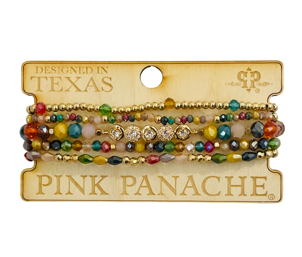 Mixed size bead bracelet with rhinestone accent