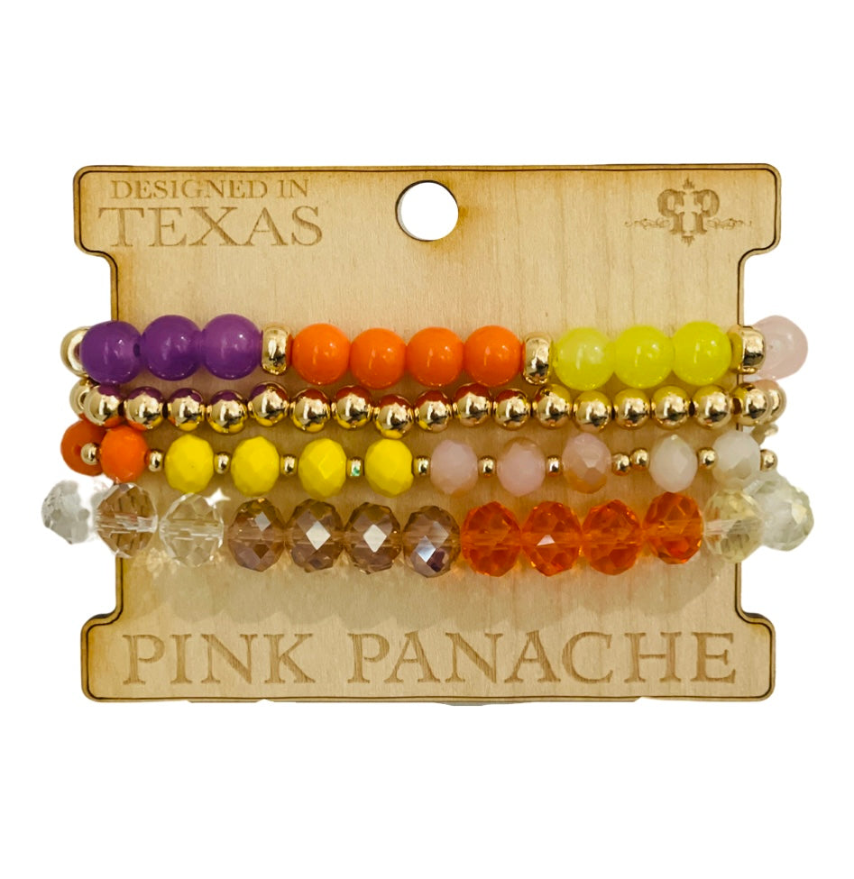 Faceted and smooth round bead bracelet set