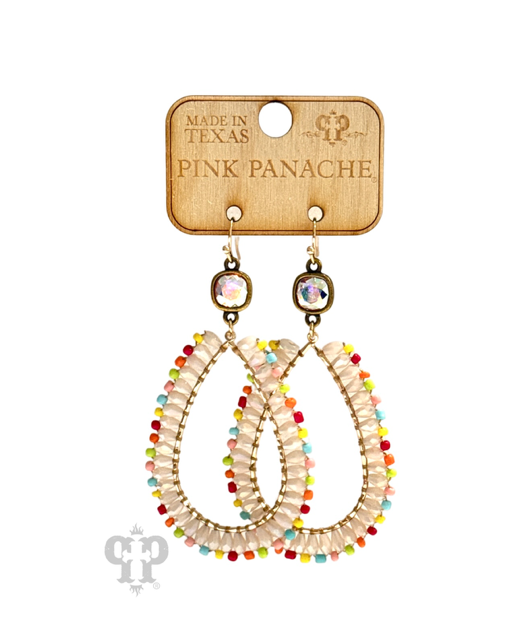 Wire wrapped teardrop bead earring with Austrian crystal
