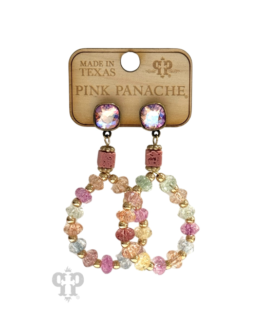Crackle glass and stone earring, Austrian crystal