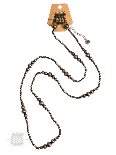 Burnished bead long necklace set