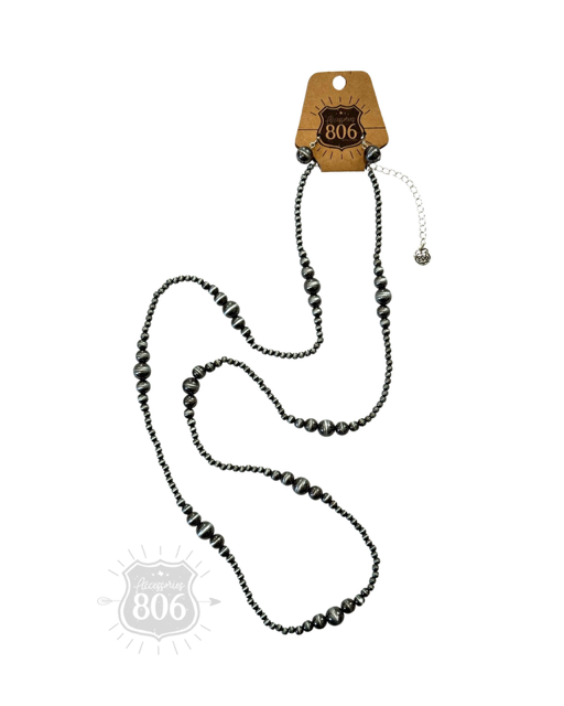 Burnished bead long necklace set