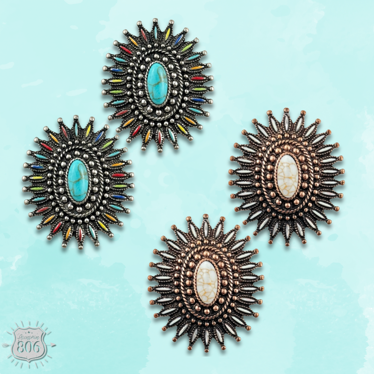 Southwest oval post earring