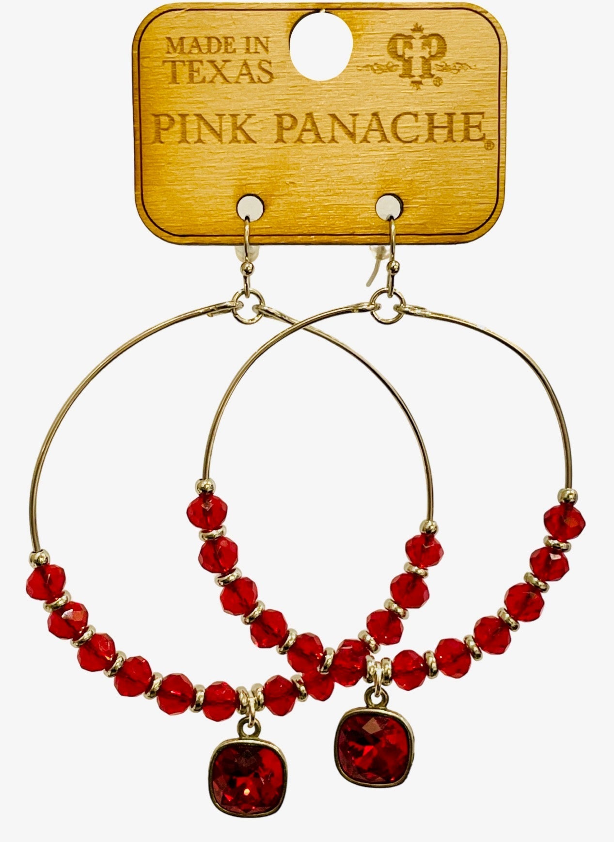 Red bead circle, Austrian crystal earring, last call