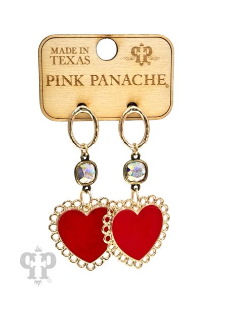 Enamel heart earring with Austrian crystal