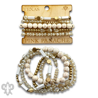 White stone, crystal and gold bead bracelet