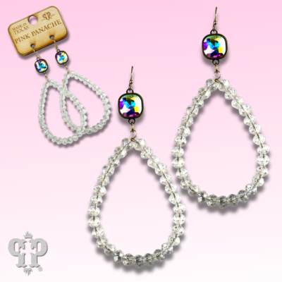 Faceted bead teardrop earring with Austrian crystal