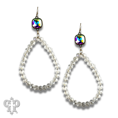 Faceted bead teardrop earring with Austrian crystal