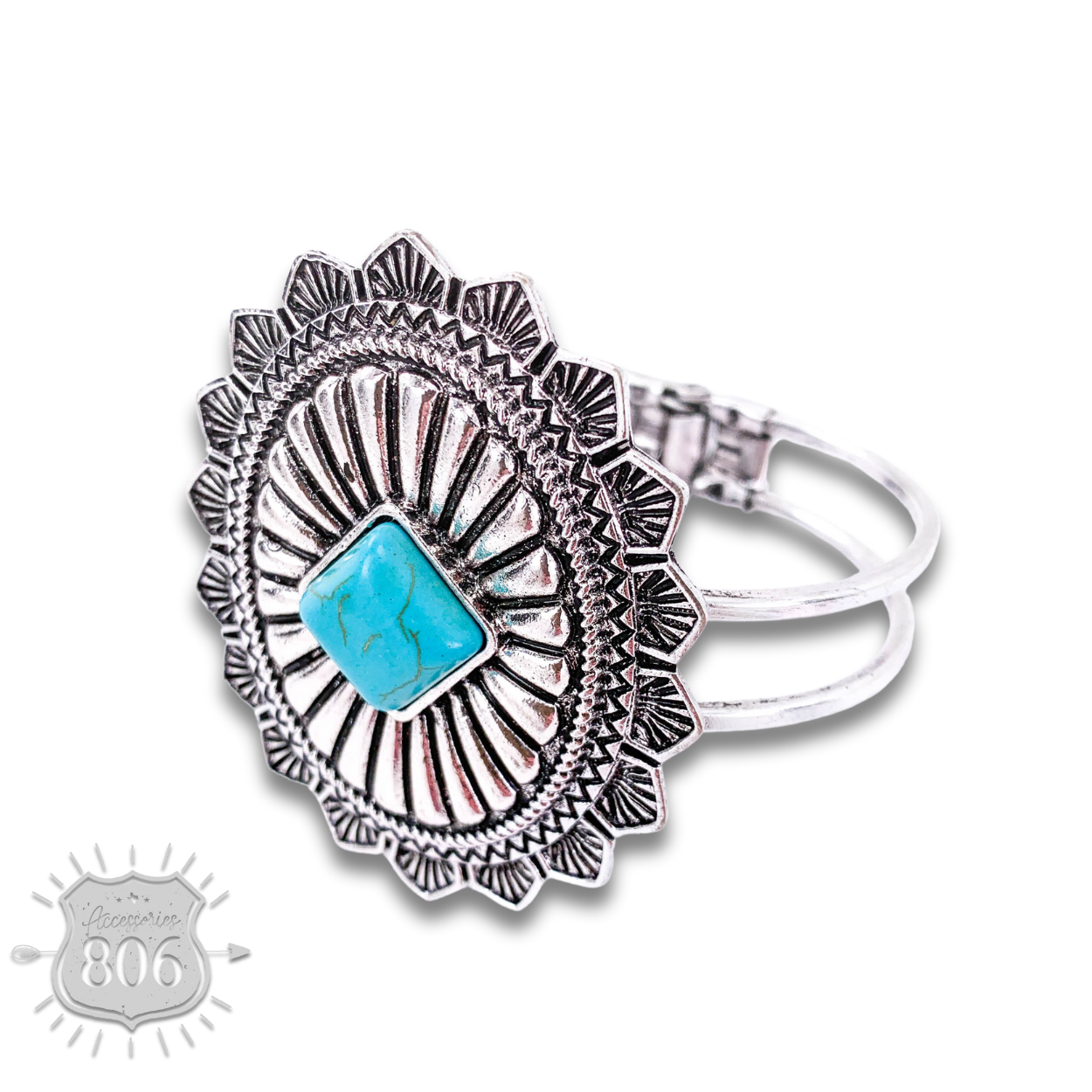Carved look concho cuff bracelet
