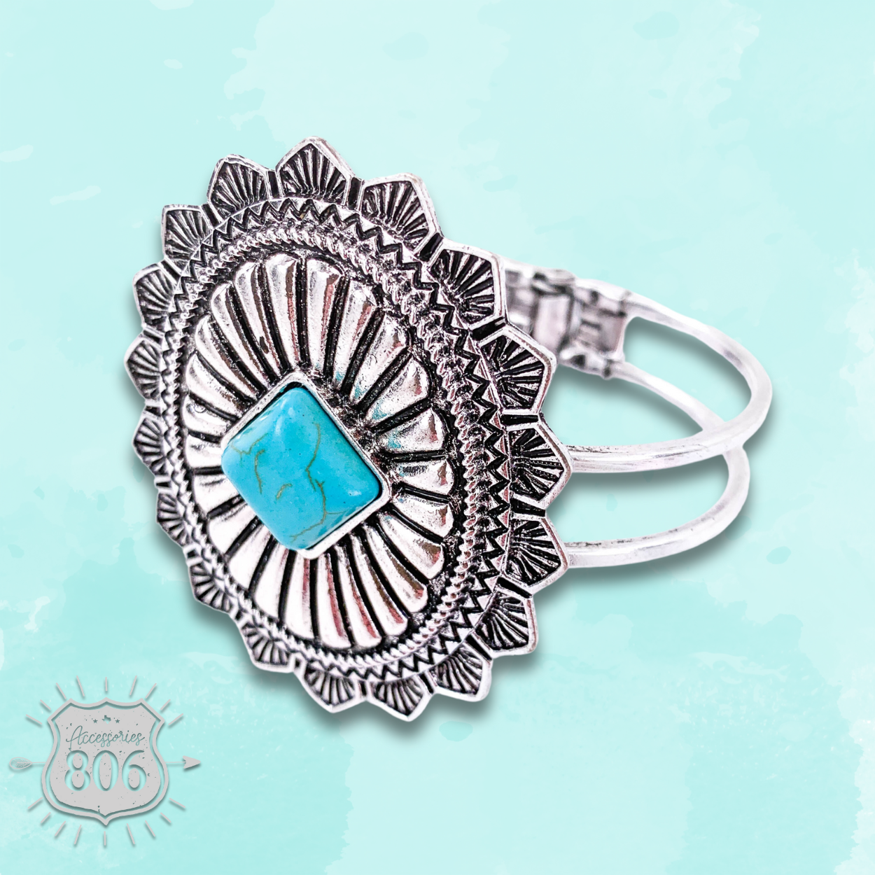 Carved look concho cuff bracelet