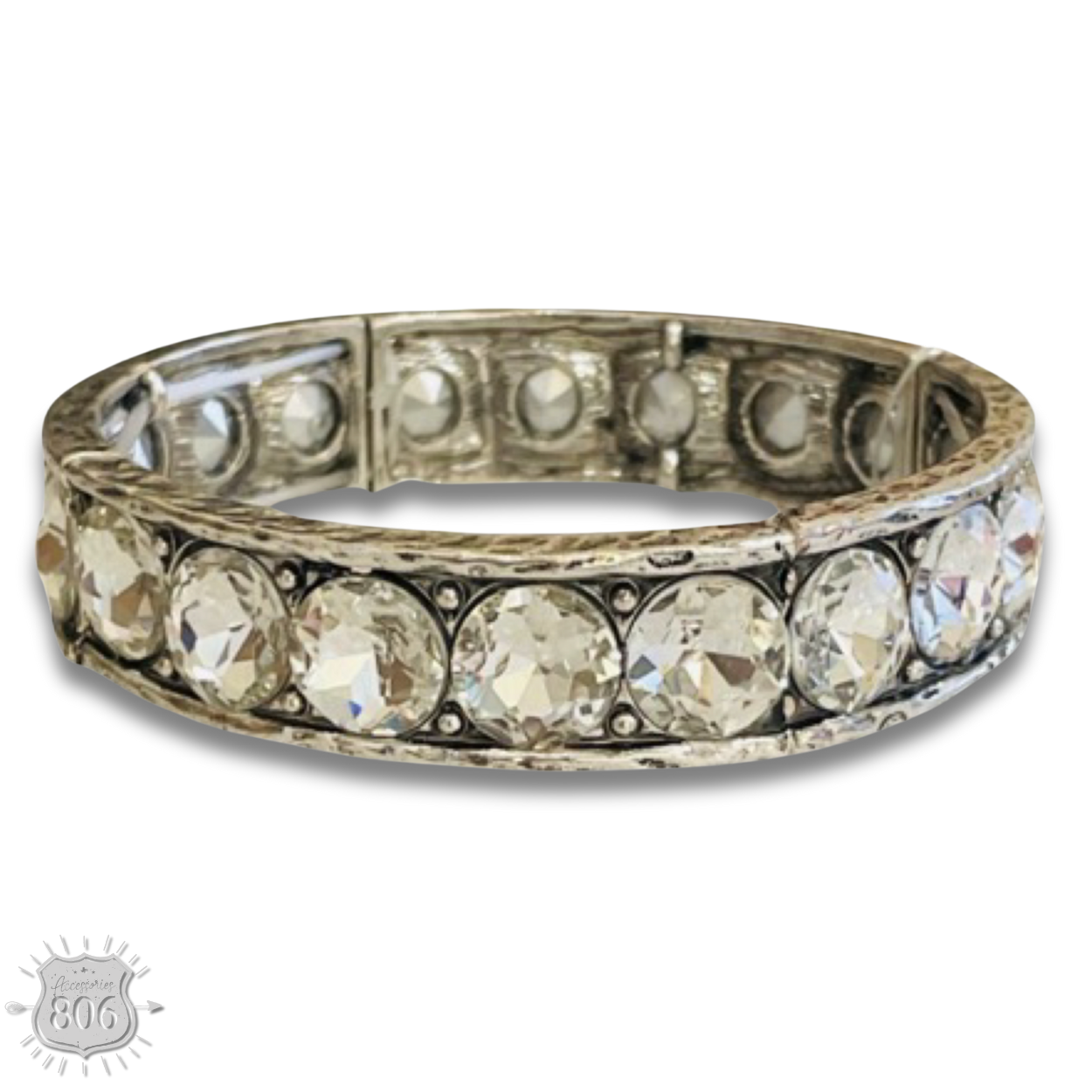 Rhinestone studded stretch bracelet