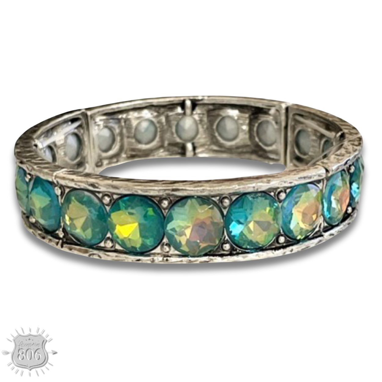 Rhinestone studded stretch bracelet
