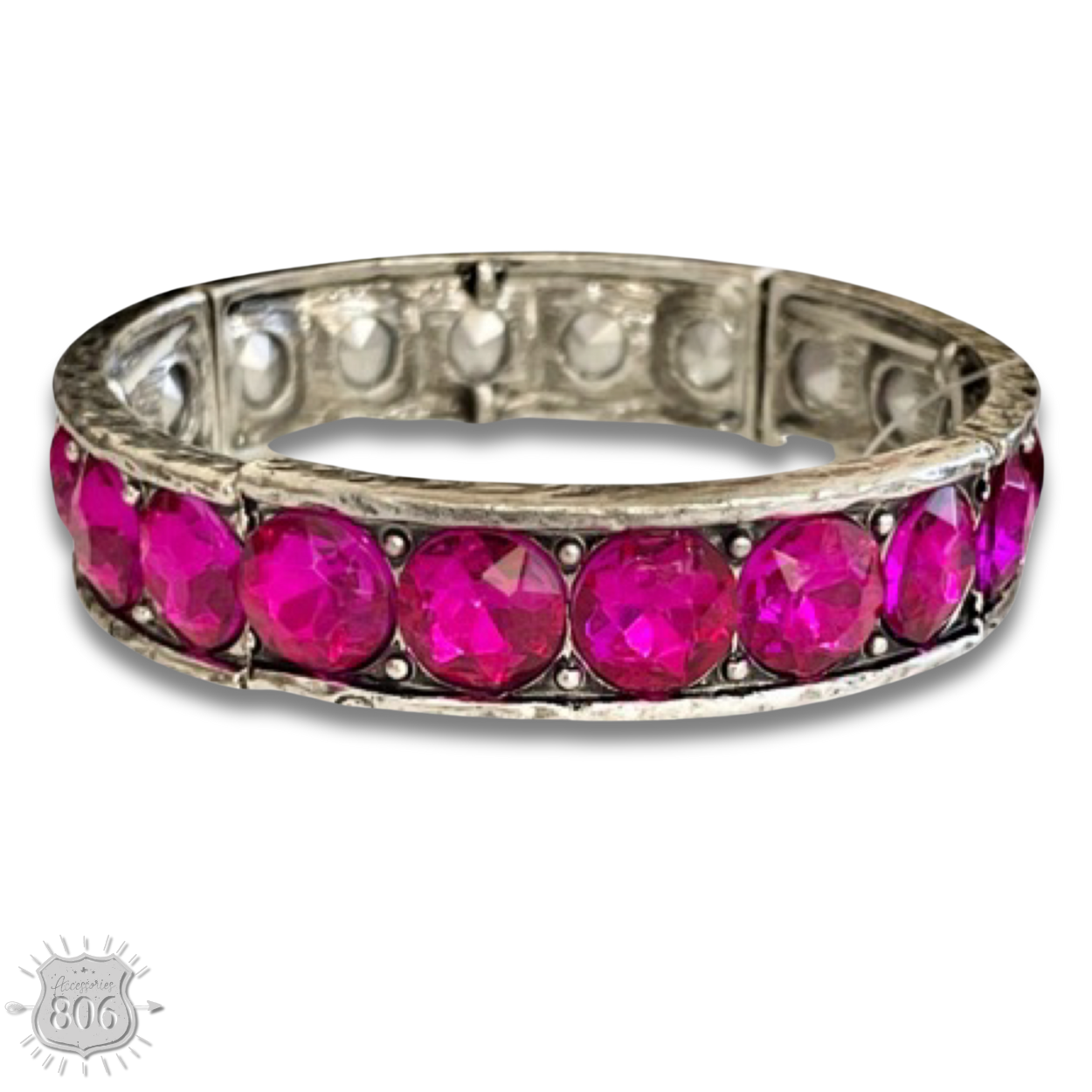 Rhinestone studded stretch bracelet