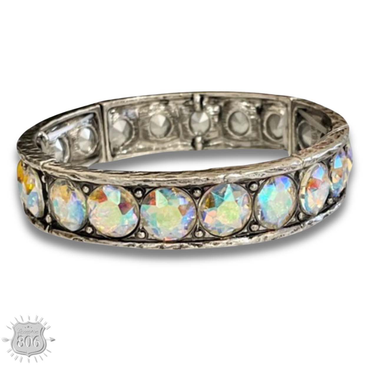 Rhinestone studded stretch bracelet