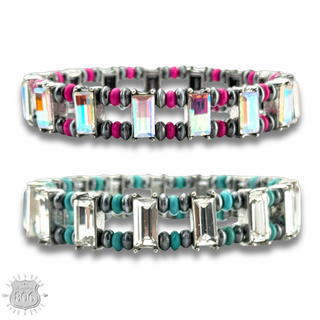 Rhinestone and burnished bead bracelet