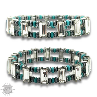 Rhinestone and burnished bead bracelet