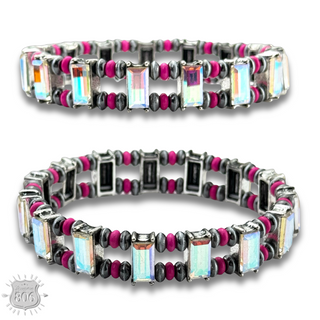 Rhinestone and burnished bead bracelet