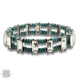 Rhinestone and burnished bead bracelet