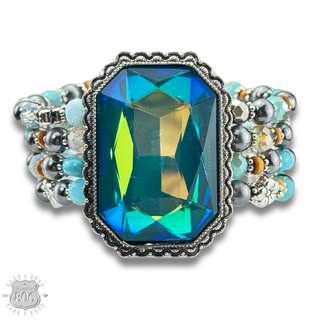 Large rhinestone and bead bracelet