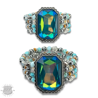 Large rhinestone and bead bracelet