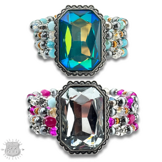 Large rhinestone and bead bracelet