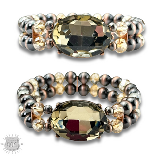 Burnished bead and rhinestone bracelet