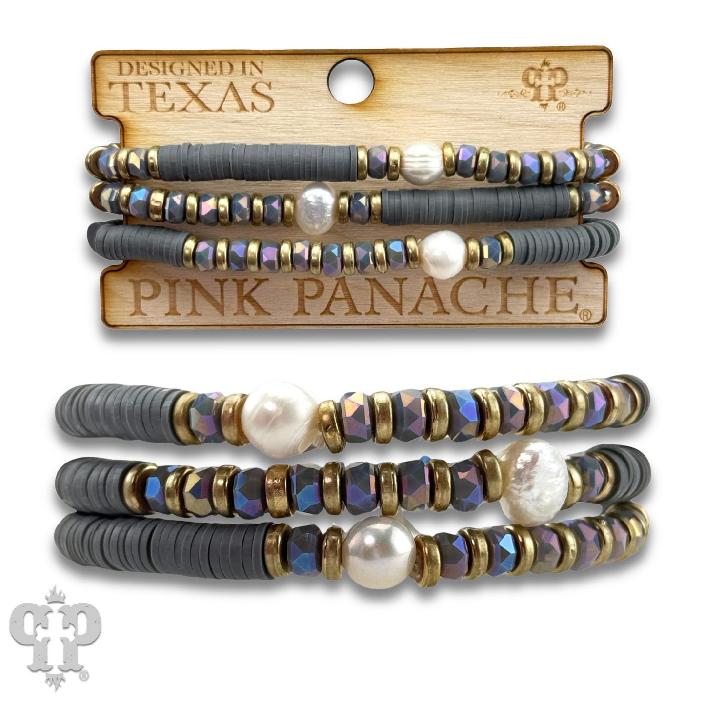 Gray and pearl bead bracelet set, last call